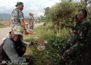 Persiapan Kampung Pancasila Anggota Koramil 1311-04/Lembo Bersama Masyarakat Gelar Kerja Bakti di Desa Dolupo