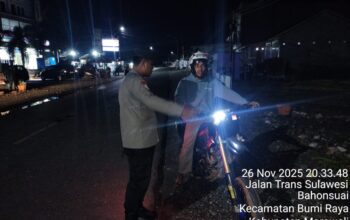 Polsek Bumi Raya Gelar KRYD, Amankan 9 Unit Kendaraan Berknalpot Brong