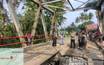 Respon Cepat Polres Morowali Tindaklanjuti Amblasnya Jembatan Penghubung Lasampi–Pebatae