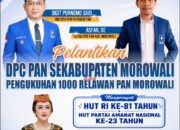 RIBUAN RELAWAN DIKUKUHKAN! DPD PAN MOROWALI GELAR PELANTIKAN DPC SEKABUPATEN GANDENG HUT RI KE-81