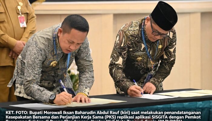 Bupati Morowali Iksan Baharudin Abdul Rauf Hadiri Penandatanganan Kerja Sama Replikasi Aplikasi SISGITA di Tangsel