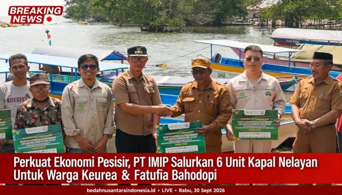 Perkuat Ekonomi Pesisir, PT IMIP Salurkan 6 Kapal Nelayan di Bahodopi