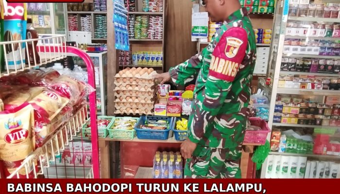Babinsa Bahodopi Turun ke Lalampu, Pantau Harga Sembako Sambil Silaturahmi