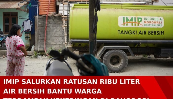 IMIP Kerahkan Water Tank dan Mobil Damkar, Ratusan Ribu Liter Air Bersih Mengalir ke Desa Kekeringan di Bahodopi