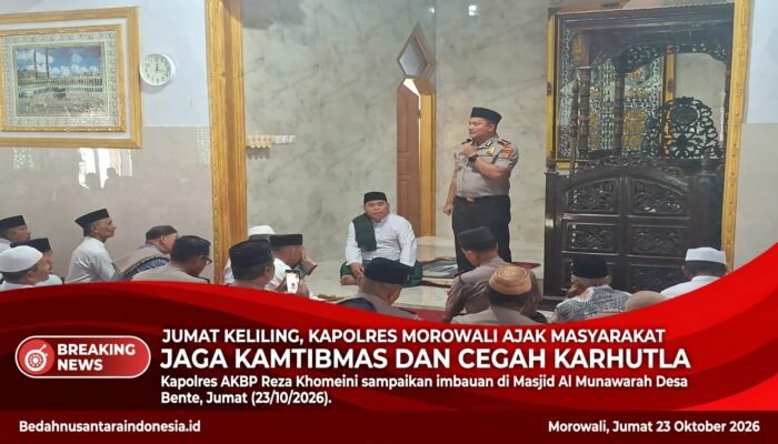Jumat Keliling di Masjid Al Munawarah, Kapolres Morowali Ajak Warga Jaga Kamtibmas dan Cegah Karhutla