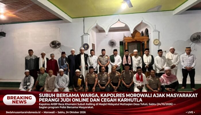 Subuh Berjamaah di Tofuti, Kapolres Morowali Ajak Warga Kompak Perangi Judi Online dan Cegah Karhutla