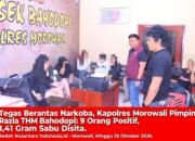 Tegas Berantas Narkoba, Kapolres Morowali Pimpin Razia THM Bahodopi: 9 Orang Positif, 1,41 Gram Sabu Disita