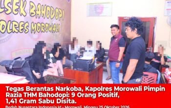 Tegas Berantas Narkoba, Kapolres Morowali Pimpin Razia THM Bahodopi: 9 Orang Positif, 1,41 Gram Sabu Disita