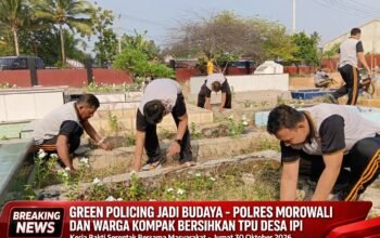 Green Policing Jadi Budaya, Polres Morowali dan Warga Kompak Bersihkan TPU Desa Ipi